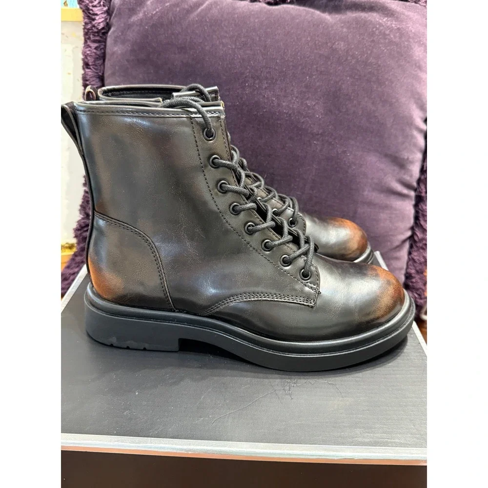 Madden Girl Palooma Black Brown Burnished Combat Boots Womens 8M Whimsygoth - Picture 3 of 9